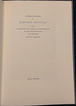 Commemorazione di Raffaele Mattioli - 1973