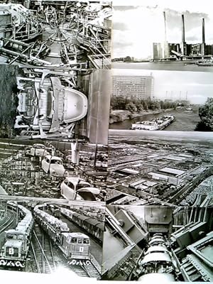 Wolfsburg, Volkswagenwerk, Fotokarten 1-8, Luftbild, Montagehalle etc., 8 AK, ungelaufen ca 1955,...