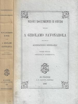 Bild des Verkufers fr Nuovi documenti e studi intorno a Girolamo Savonarola zum Verkauf von Biblioteca di Babele