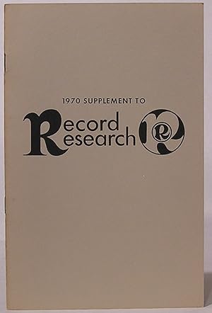 Seller image for 1970 Supplement to Joel Whitburn's Record Research: Jan. 3, 1970 to Dec. 26, 1970 for sale by SmarterRat Books