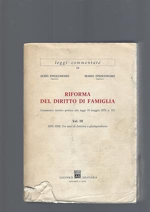 Image du vendeur pour RIFORMA DEL DIRITTO DI FAMIGLIA, VOLUME III mis en vente par librisaggi