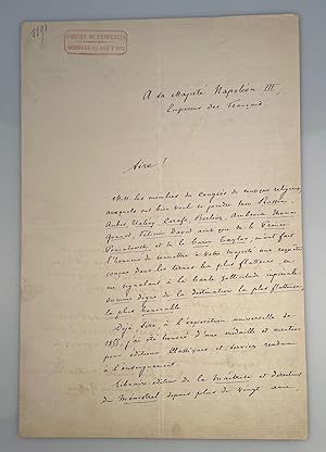 Autograph letter with signature, together with a letter signed by J.L. Heugel to Napoleon III.