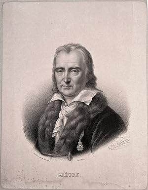 Portrait, Porträt, Halbfigur, Brustbild nach links. Lithographie von [François-Séraphin] de Delpe...
