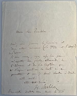 Bild des Verkufers fr Autograph letter in French with signature, place and date. zum Verkauf von Antiquariat  J. Voerster