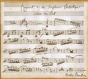 Bild des Verkufers fr Autograph musical album leaf with 28 bars from the "Symphonie fantastique" with signature. zum Verkauf von Antiquariat  J. Voerster