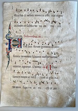 Medieval manuscript - Antiphonar on vellum with illuminated initials, Italy end of 14th century.