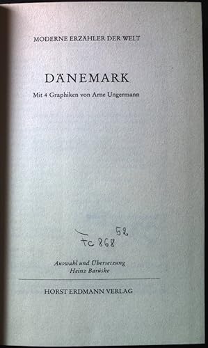 Image du vendeur pour Dnemark. Moderne Erzhler der Welt ; Buchreihe geistige Begegnung des Instituts fr Auslandsbeziehungen Stuttgart ; Bd. 52 mis en vente par books4less (Versandantiquariat Petra Gros GmbH & Co. KG)