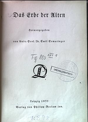 Seller image for Das Erbe des Alten. Deutsche Literatur, Reihe: Klassik, Bd. 1. for sale by books4less (Versandantiquariat Petra Gros GmbH & Co. KG)