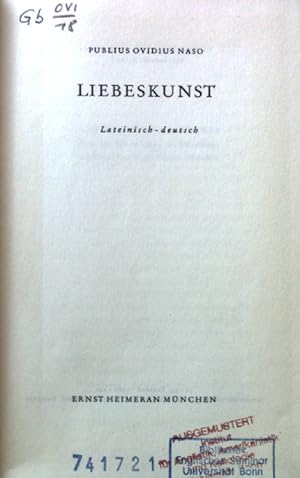 Bild des Verkufers fr Liebeskunst. Lateinisch-deutsch. zum Verkauf von books4less (Versandantiquariat Petra Gros GmbH & Co. KG)