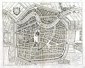 HAERLEMA. Birds-eye view/plan of Haarlem in Holland with the fortifications. Engraved by Merian...