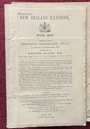 Imagen del vendedor de HANDBOOK NO.8. NEW ZEALAND HANDBOOK, WITH MAP. ISSUED BY THE EMIGRANTS' INFORMATION OFFICE. a la venta por Graham York Rare Books ABA ILAB