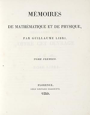 Memoires de Mathematique et de Physique [.]. Tome Premier.