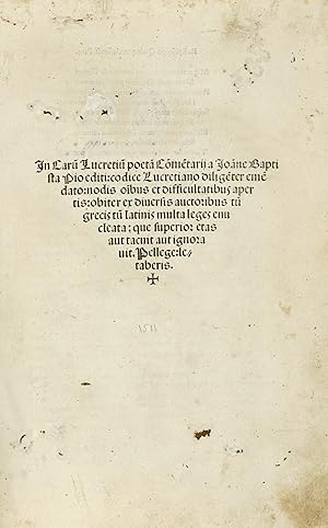 In Carum Lucretium poetam Commentarij a Ioanne Baptista Pio editi: codice Lucretiano diligenter e...