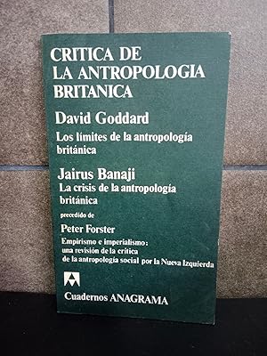 Imagen del vendedor de Critica de la antropologia britanica. David Goddard. a la venta por Lauso Books