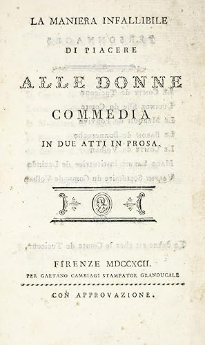 MANIERA (LA) infallibile di piacere alle donne. Commedia in due atti in prosa.