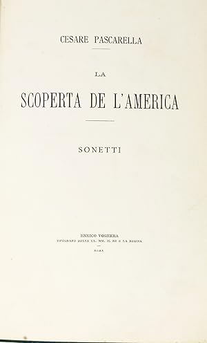 La scoperta dell'America. Sonetti.