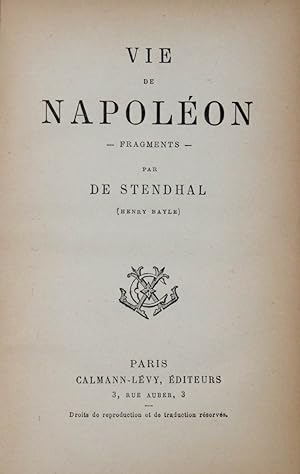 Image du vendeur pour Vie de Napolon. mis en vente par Libreria Antiquaria Gonnelli