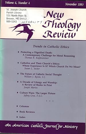 Bild des Verkufers fr New Theology Review, November 1993, Volume 6, No. 4 zum Verkauf von UHR Books