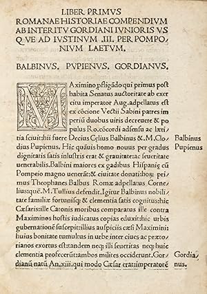 Romanae historiae compendium ab interitu Gordiani iunioris usque ad Iustinum III.