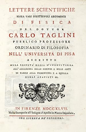 Lettere scientifiche sopra vari dilettevoli argomenti di fisica.