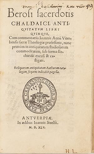 Antiquitatum libri quinque, cum commenariis Ioannis Annii Viterbensis.