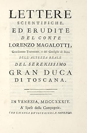 Image du vendeur pour Lettere scientifiche, ed erudite. mis en vente par Libreria Antiquaria Gonnelli