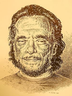 Image du vendeur pour [Ink Sketch of Bukowski] Original Portrait of Charles Bukowski mis en vente par Swan's Fine Books, ABAA, ILAB, IOBA