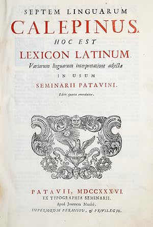 Bild des Verkufers fr Septem linguarum hoc est lexicon latinum.Editio quarta emendatior. zum Verkauf von Libreria Antiquaria Gonnelli