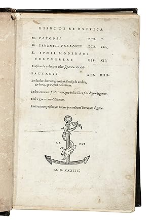 LIBRI DE RE RUSTICA. M. Catonis Lib. I-M. Terentii Varronis Lib. III-L. Iunii Moderati Columellae...