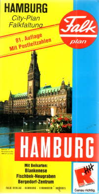 Hamburg. City-Plan. Mit Beikarten: Blankenese, Fischbeck-Neugraben, Bergedorf-Zentrum.