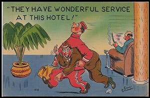 Bild des Verkufers fr franked postcard: They Have Wonderful Service at This Hotel zum Verkauf von Mobyville