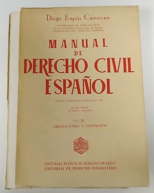 Bild des Verkufers fr Manual de derecho civil espaol. Vol III. Obligaciones y contratos zum Verkauf von La Leona LibreRa
