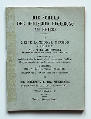 Seller image for Die Schuld der Deutschen am Kriege. for sale by Versandantiquariat Hsl