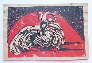 Seller image for Happy Christmas and New Year.Linocut of long horned ram or sheep for sale by Roe and Moore