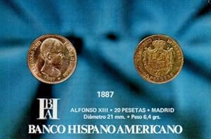 Bild des Verkufers fr POSTAL PV04869: Publicidad Banco Hispano Americano monedas 1887 zum Verkauf von EL BOLETIN