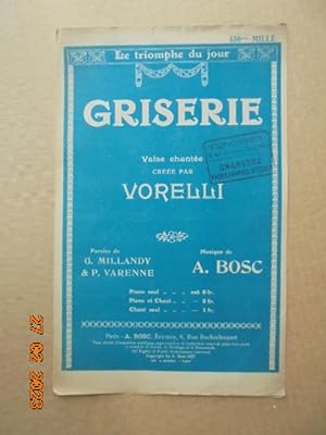 Imagen del vendedor de Griserie [partition] valse chantee creee par Vorelli a la venta por Les Livres des Limbes
