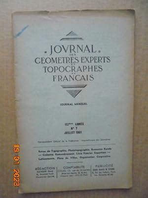 Seller image for Journal des Geometres Experts et Topographes Francais 112eme Annee No.7 (Juillet 1951) for sale by Les Livres des Limbes