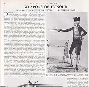 Imagen del vendedor de Flintlock Duelling Pistols. Several pictures and accompanying text, removed from an original issue of Country Life Magazine, 1985. a la venta por Cosmo Books