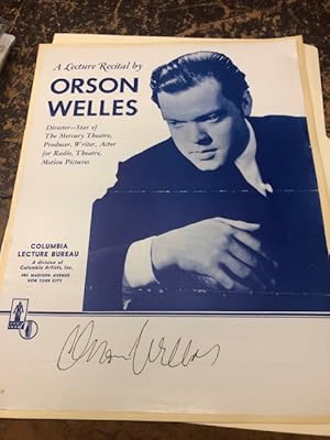 Lecture Recital Program Signed by Orson Welles