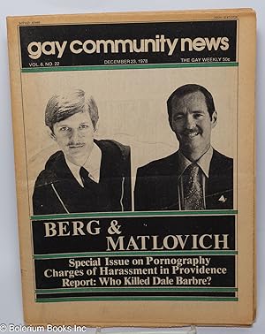 Image du vendeur pour GCN: Gay Community News; the gay weekly; vol. 6, #22, Dec. 23, 1978: Berg & Matlovich mis en vente par Bolerium Books Inc.