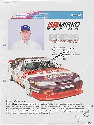 Seller image for Original Autogramm Daniel Schryvers racing driver /// Autograph signiert signed signee for sale by Wimbauer Buchversand