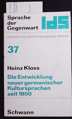 Bild des Verkufers fr Die Entwicklung neuer germanischer Kultursprachen seit 1800. zum Verkauf von Antiquariat Bookfarm