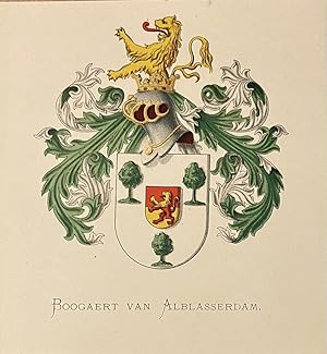 [Heraldic coat of arms] Coloured coat of arms of the Boogaert van Alblasserdam family, family cre...