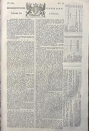 Newspaper Dordrecht 1822 | Dordrechtsche courant 9 februari 1822, no 18, Blussé & Comp Dordrecht,...