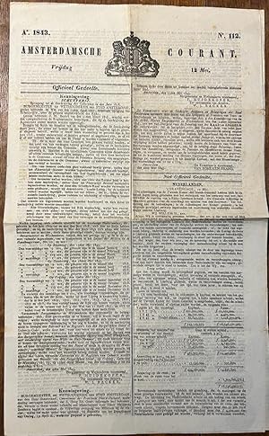 Newspaper Amsterdam 1843 | Amsterdamsche courant vrijdag 12 mei 1843, no 112, J. van Bonga Amster...