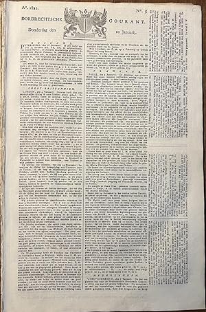 Newspaper Dordrecht 1822 | Dordrechtsche courant 10 januari 1822, no 5, Blussé & Comp Dordrecht, ...