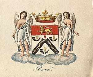 [Heraldic coat of arms] Coloured coat of arms of the Boreel family, family crest, 1 p.