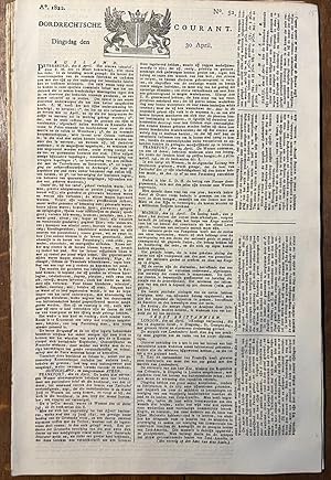 Newspaper Dordrecht 1822 | Dordrechtsche courant 30 april 1822, no 54, Blussé & Comp Dordrecht, 1 p.