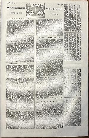 Newspaper Dordrecht 1822 | Dordrechtsche courant 12 maart 1822, no 31, Blussé & Comp Dordrecht, 1 p.