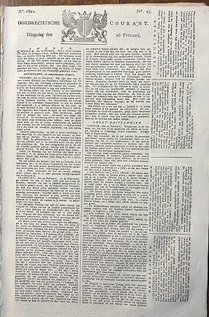Newspaper Dordrecht 1822 | Dordrechtsche courant 26 februari 1822, no 25, Blussé & Comp Dordrecht...